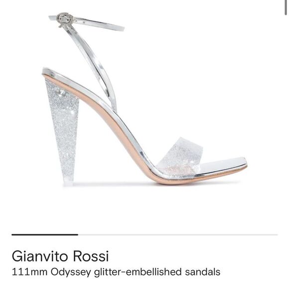 Gianvito Rossi silver Odyssey glitter-embellished sandals  size 35 - Picture 1 of 12